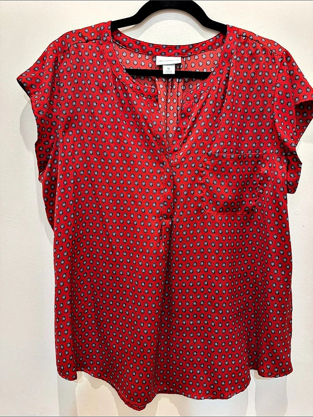 Liz Claiborne Paisley Blouse in Red & Blue XL